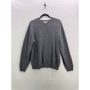 Pronto Uomo Mens Gray Long Sleeve V-Neck Knit 100% Cashmere Pullover Sweater Lar